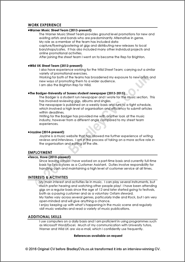 examples of good and bad cvs    resumes by bradley cvs uk