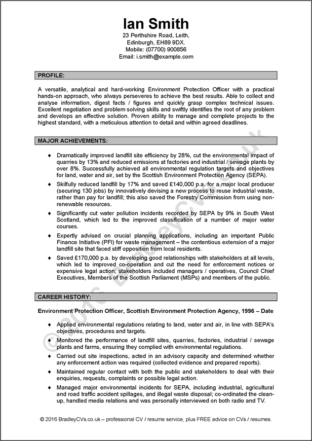 CV Examples / Resume Examples by Bradley CVs