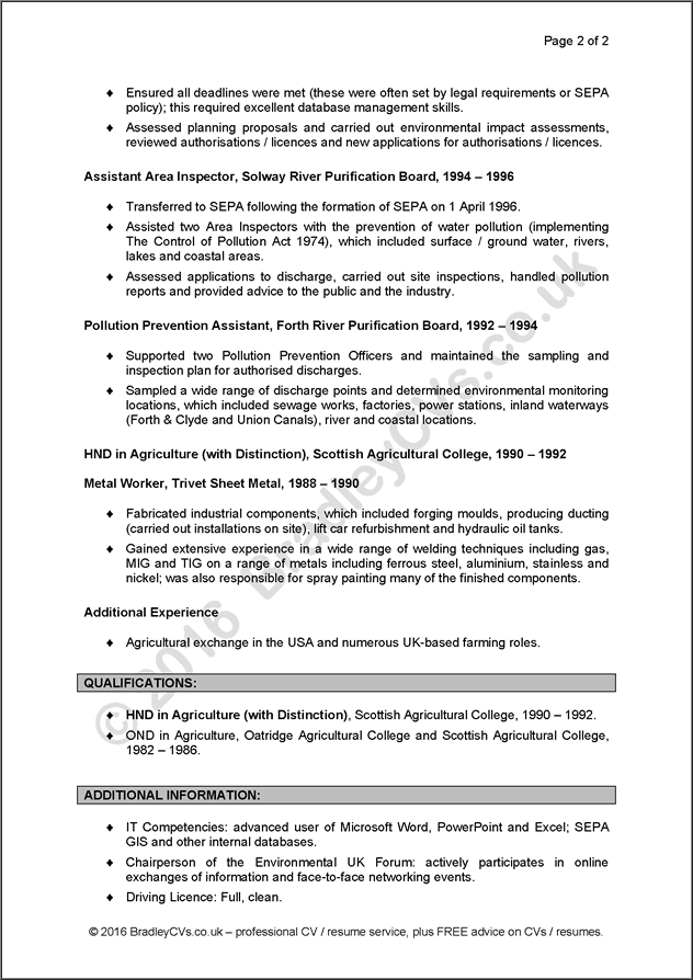 CV Examples / Resume Examples by Bradley CVs