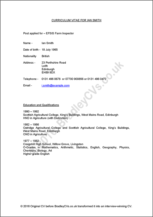 format of cv. in a simple format