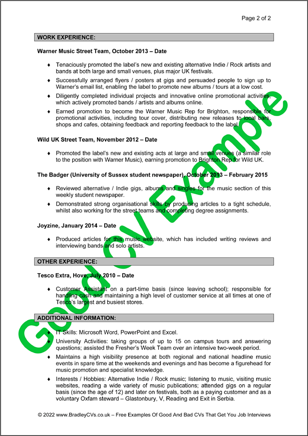 resume examples good and bad